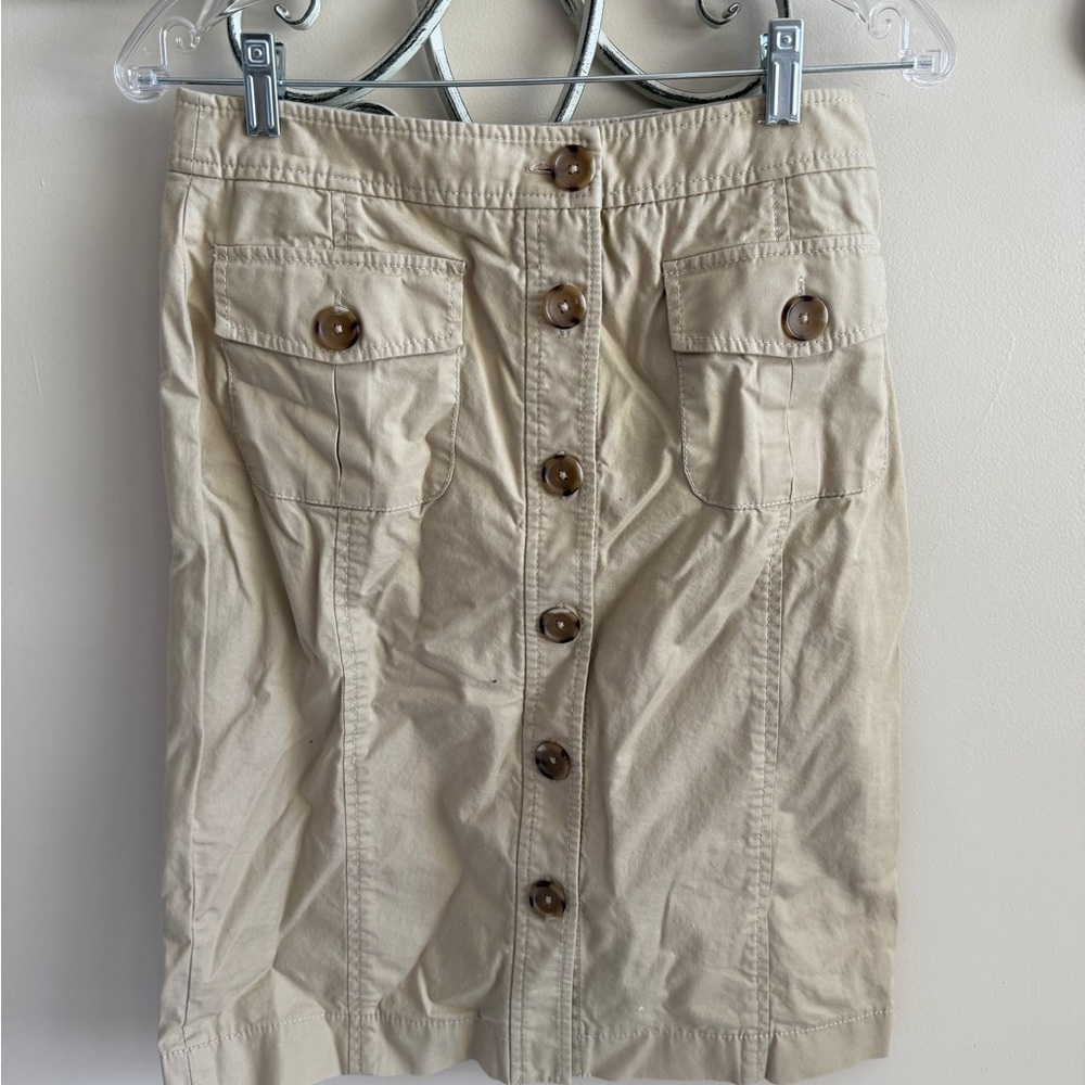 Banana Republic Tan Button-Front Pencil Skirt